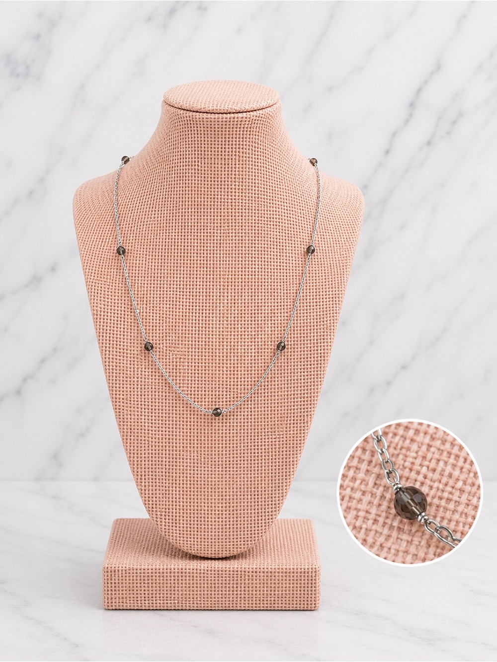 NWOT-18K White Gold Filled Beaded Necklace | 18” Station Necklace